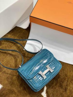 wholesale quality hermes constance 19 shinny niloticus crocodile 7w blue izmir phw